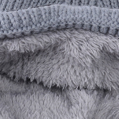 Double Layer Knit Winter Beanie with Goggles - Grey