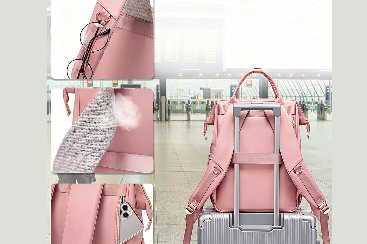 2-in-1 Laptop Lunch Backpack - Pink