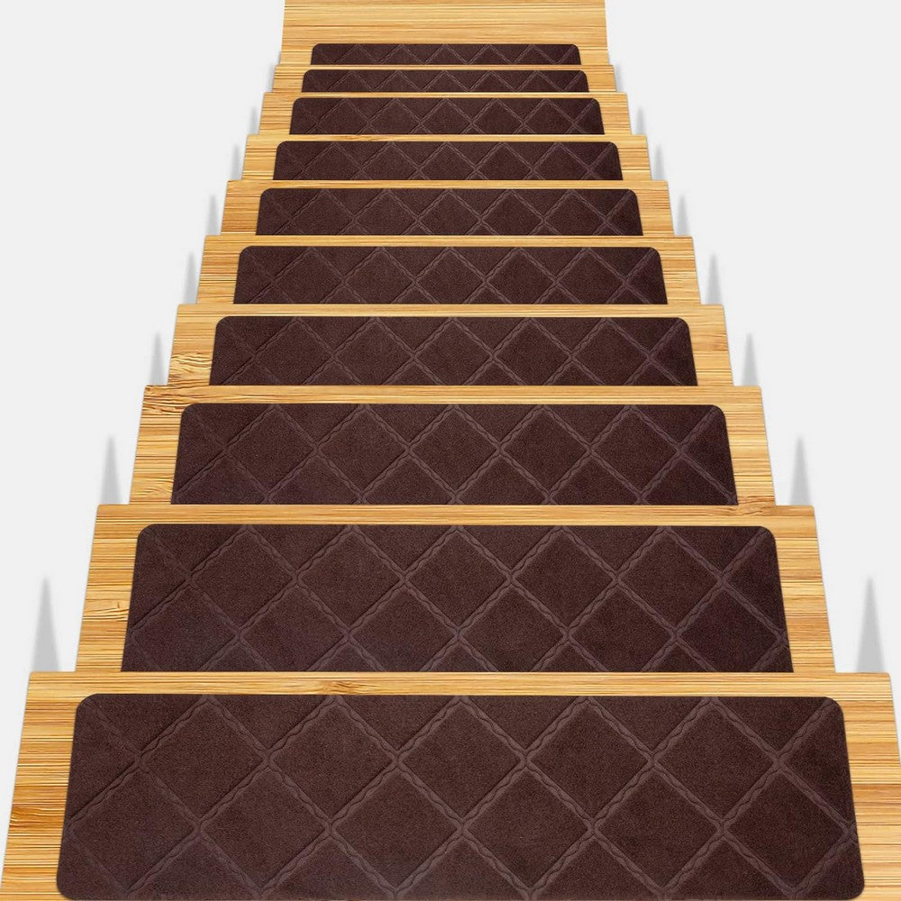 8Pcs Stair Treads for Wooden Steps Non-Slip Stairs Runner for Elders and Pets-Brown