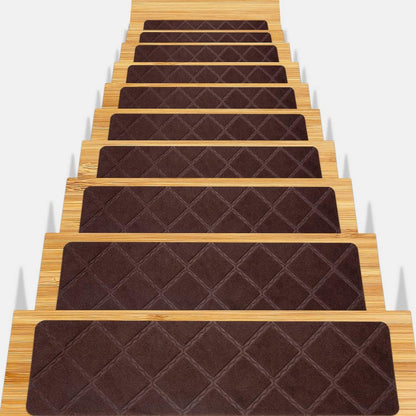 8Pcs Stair Treads for Wooden Steps Non-Slip Stairs Runner for Elders and Pets-Brown