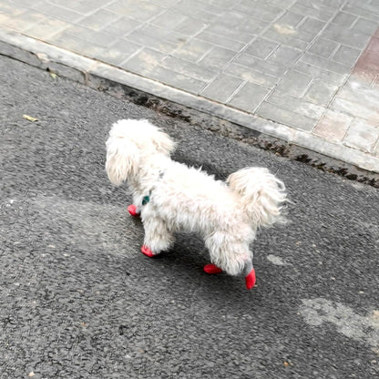 Waterproof Anti Slip Pet Shoes with Rubber Sole for Indoor and Outdoor Use Red