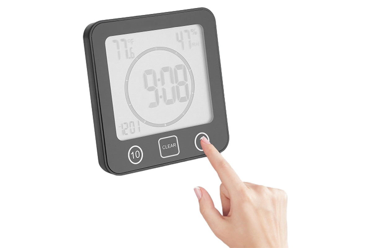 Water-Resistant Digital Bathroom Shower Clock Timer - Black