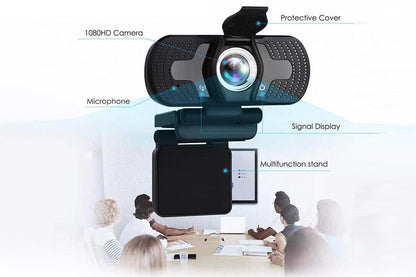 1080P HD Webcam with Microphone Privacy Cover USB Webcam for Zoom Skype Teams