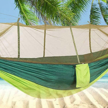 Anti-mosquito Hammock Durable Portable Hanging Bed Sleeping Swing with Mosquito Net-Green