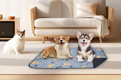 2Pcs Washable Pet Dog Training Pee Pad Reusable Absorbent Cushion Pet Pee Mat-Blue