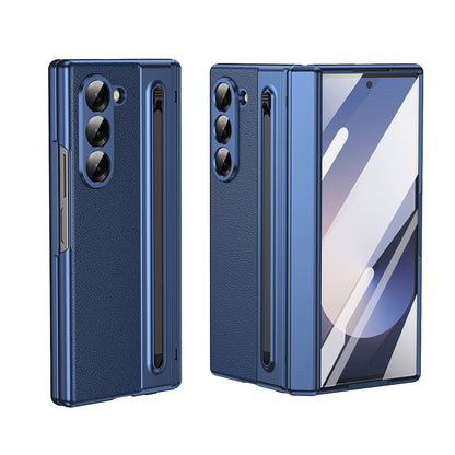 Phone Case for Samsung Z Fold 7 with Pen Holder Full Coverage Hinge Protection-Blue