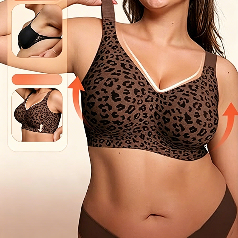 Full Coverage Wireless Bra with Support and Lift for Women-Brown