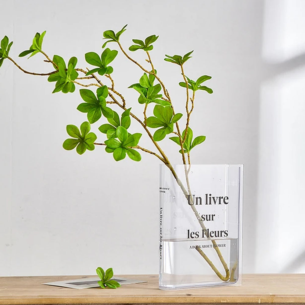 Book Vase for Flowers Room Decor Clear Flower Vase Bookshelf Bedroom Home Office Decor Style 4