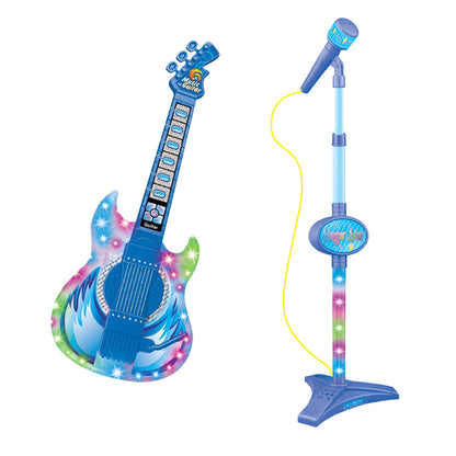 2 in 1 Guitar Microphone Toy with Color Lights for Ages 4 Plus - Blue