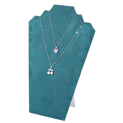 2Pcs Foldable Flannel Necklace Jewelry Bust Display Stands-Dark Green