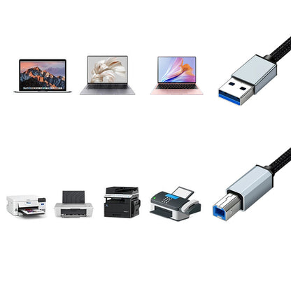 USB to USB 2.0 Printer Cable 1.5m Braided Cord for Scanner