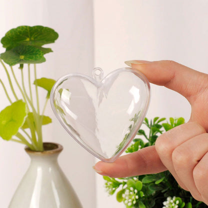 10 Pcs Clear Heart-Shaped Christmas Plastic Baubles DIY Xmas Tree Fillable Decor Ornaments