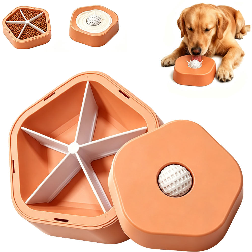 2 in 1 Removable Insert Slow Feeder Pet Bowl - Orange