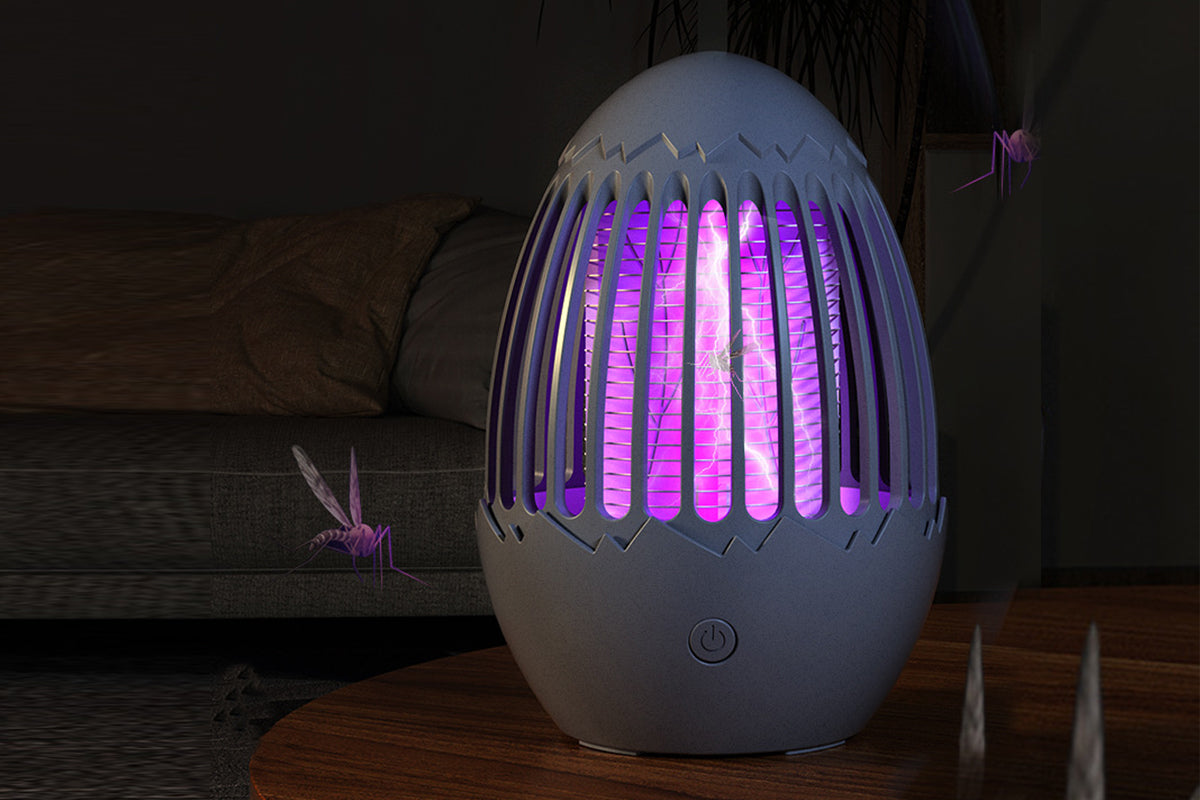 2Pcs USB Outdoor Indoor LED Light Rechargeable Mosquito Killer Portable Waterproof Mosquito Repellent-Grey