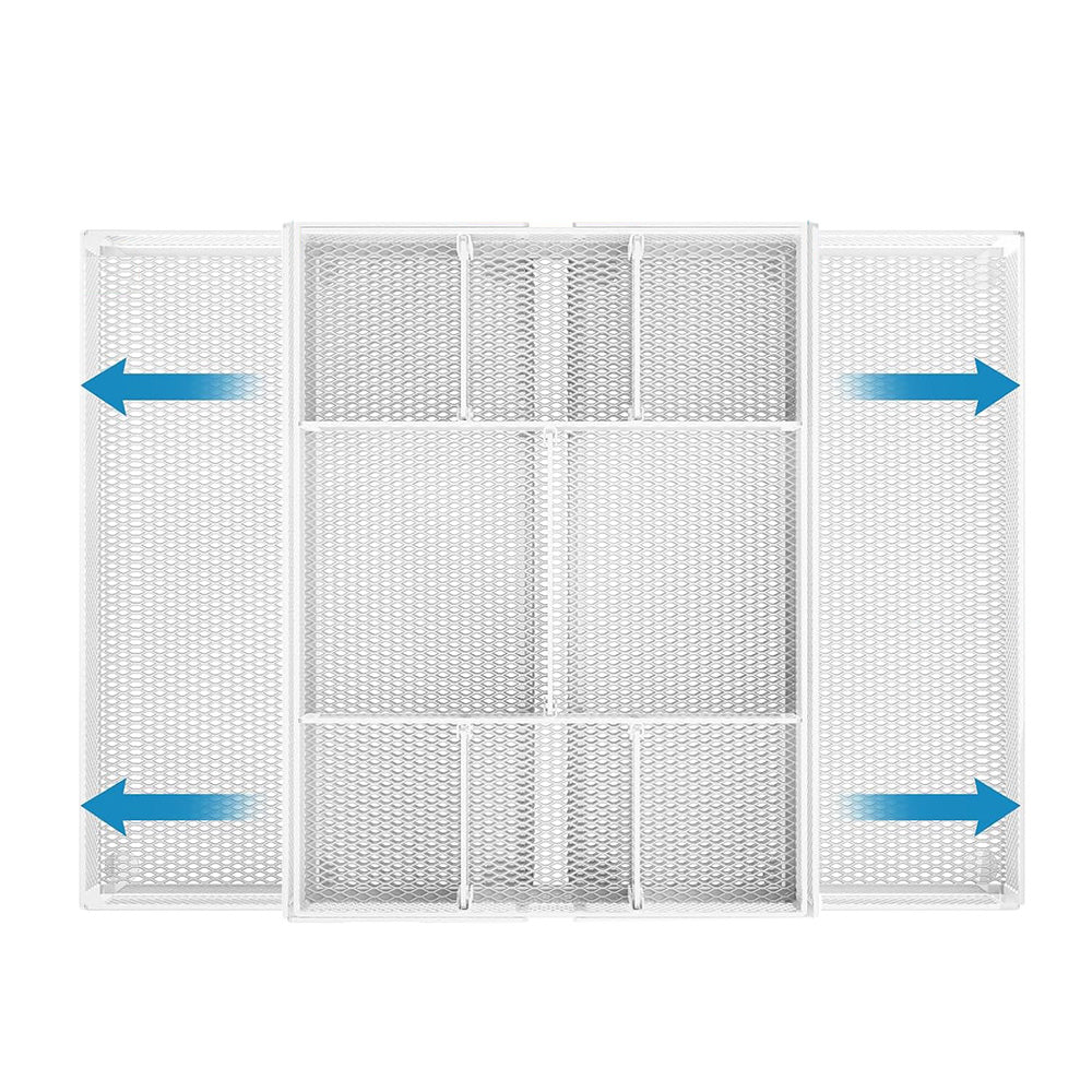 Expandable Desktop Drawer Organizer with Adjustable Dividers - White