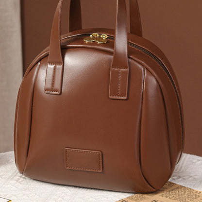 Travel Makeup Bag PU Leather Portable Toiletry Bag Brown