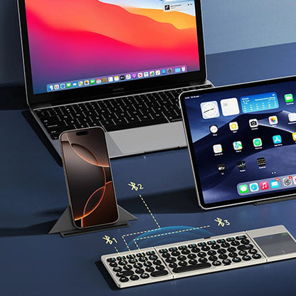 Tri Fold Bluetooth Keyboard with Touchpad Stand
