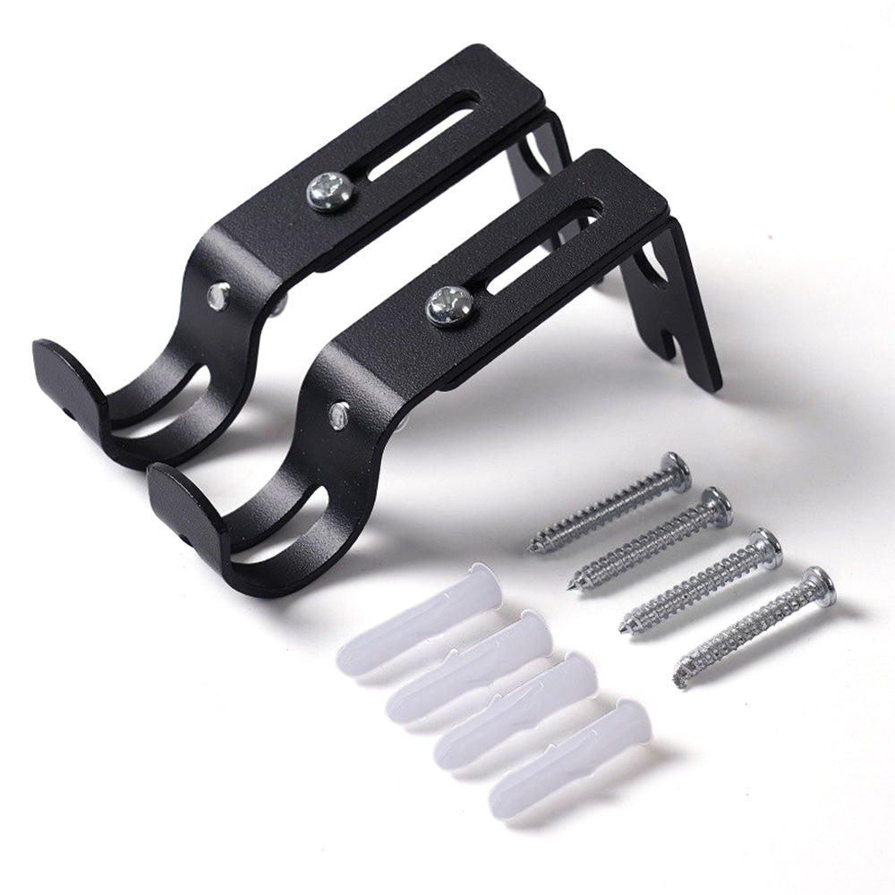 2PCS Adjustable Curtain Rod Brackets ââ‚?Wall Mount Holders for Drapes Black