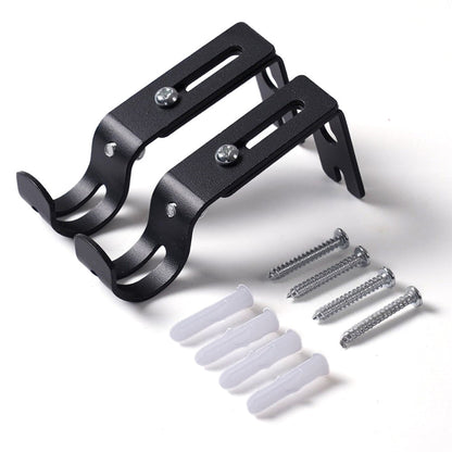 2PCS Adjustable Curtain Rod Brackets ââ‚?Wall Mount Holders for Drapes Black