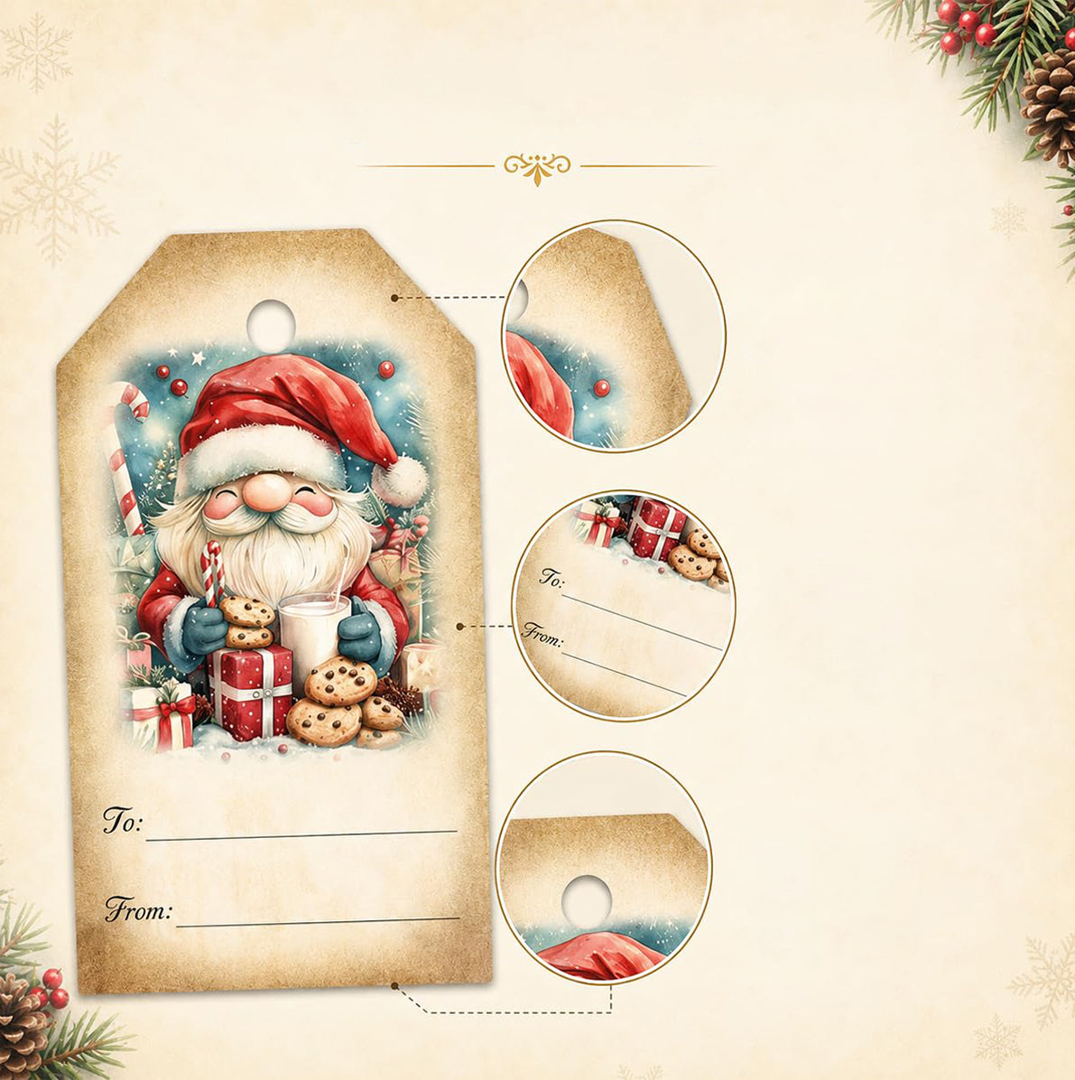 40 Pack Engineered Wood Christmas Gift Tags with Hanging String