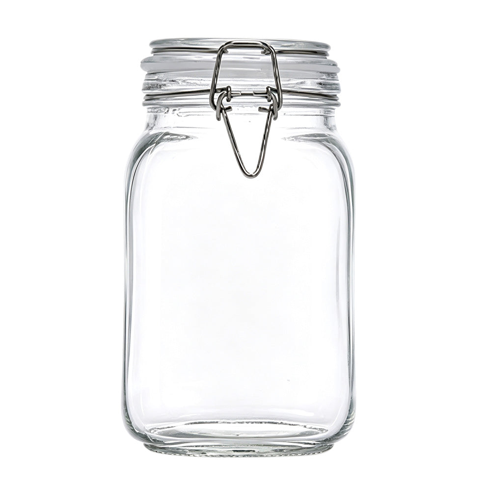 Clear Glass Airtight Storage Jar with Clamp Lid and Silicone Seal