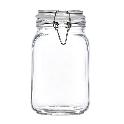 Clear Glass Airtight Storage Jar with Clamp Lid and Silicone Seal
