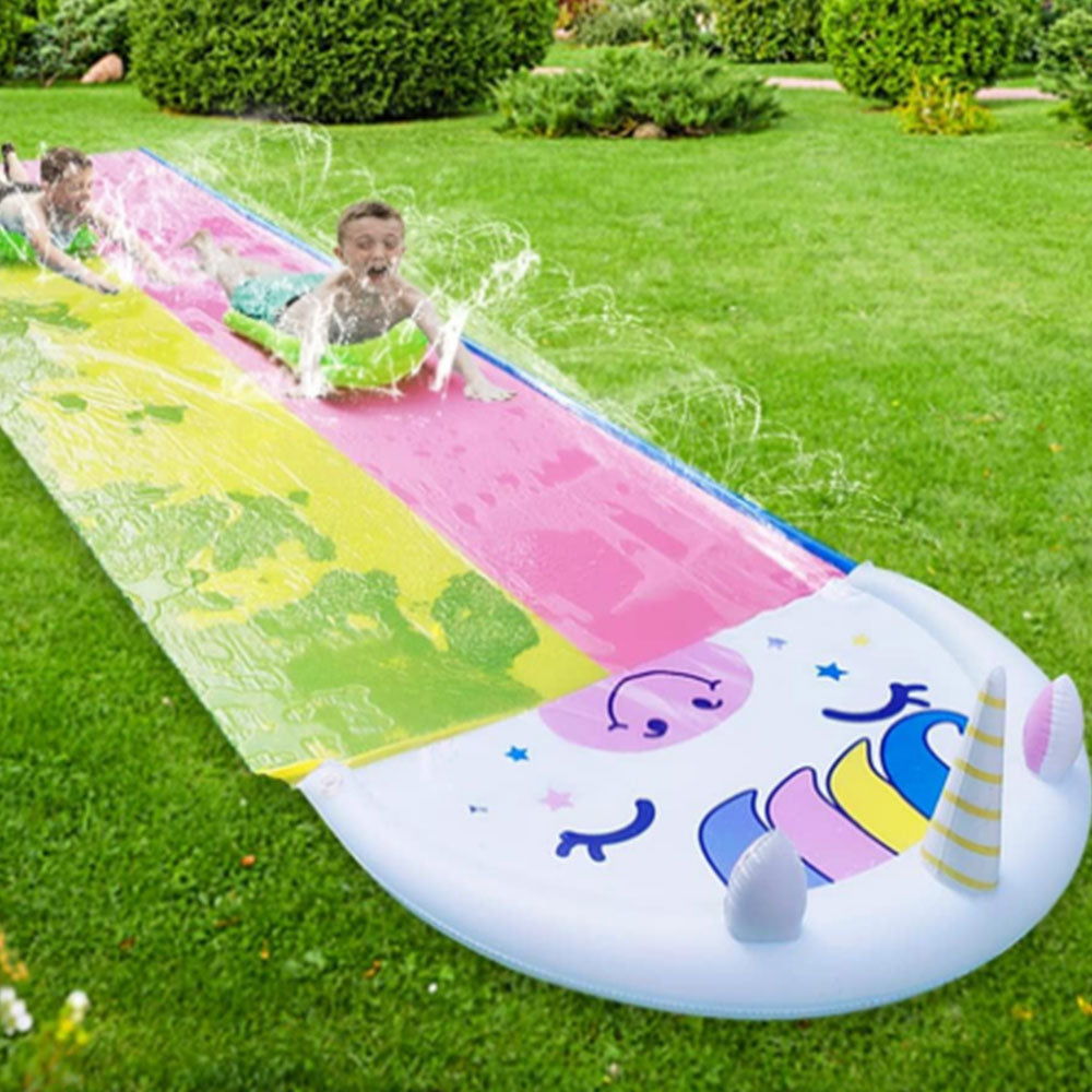Extra Long Inflatable Slip Splash Slide with 2 Slidingboards Heavy Duty Water Slide for Kids