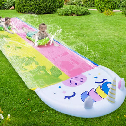 Extra Long Inflatable Slip Splash Slide with 2 Slidingboards Heavy Duty Water Slide for Kids
