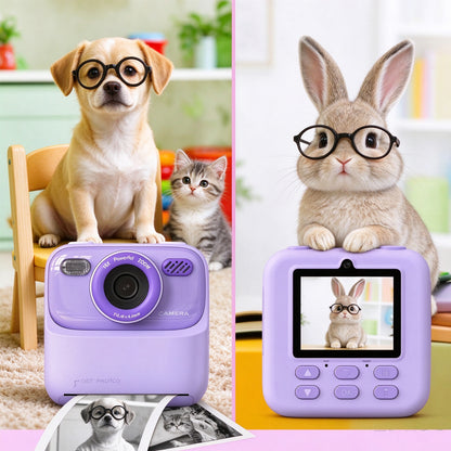 Instant Print Camera for Little Ones Dual Lens Digital Camera with 32G Card - Purple