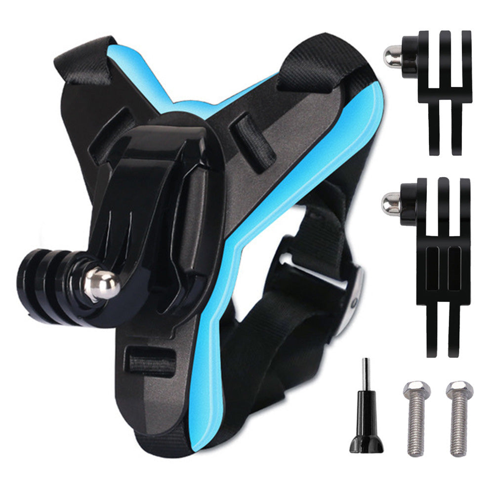 Motorcycle Helmet Chin Mount for Action Camera Quick Release Shockproof-Blue