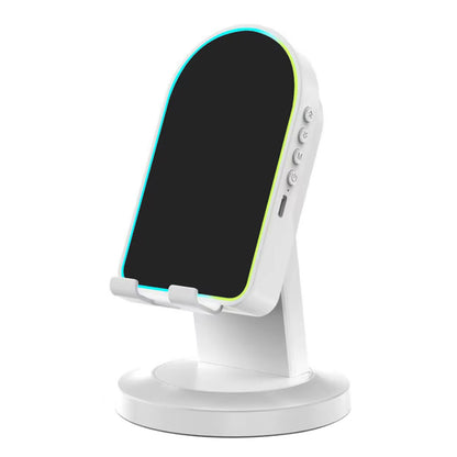 3-in-1 Wireless Induction Speaker with Phone Stand-White