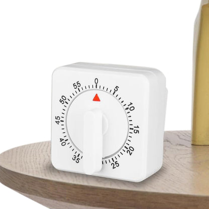 60-Minute Mechanical Kitchen Timer Visual Countdown Timer for Kitchen Cooking Study White