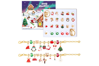 Christmas Advent Calendar Bracelets for Girls 24 Days Xmas Countdown Calendar DIY Jewelry Making Kit Christmas Gift-Style2