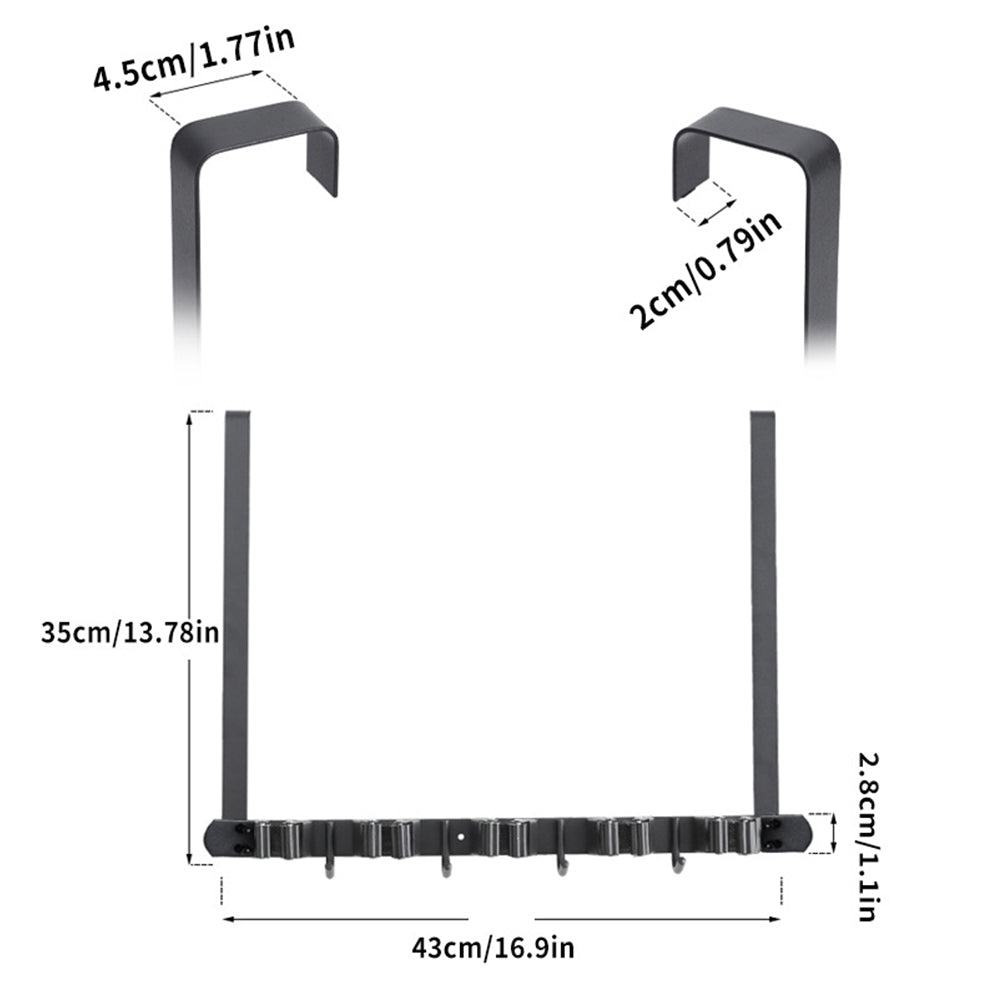 Hanging Over The Door Broom Holder Stainless Steel Mop and Broom Holder Tool Organizer for Garage Closet Laundry