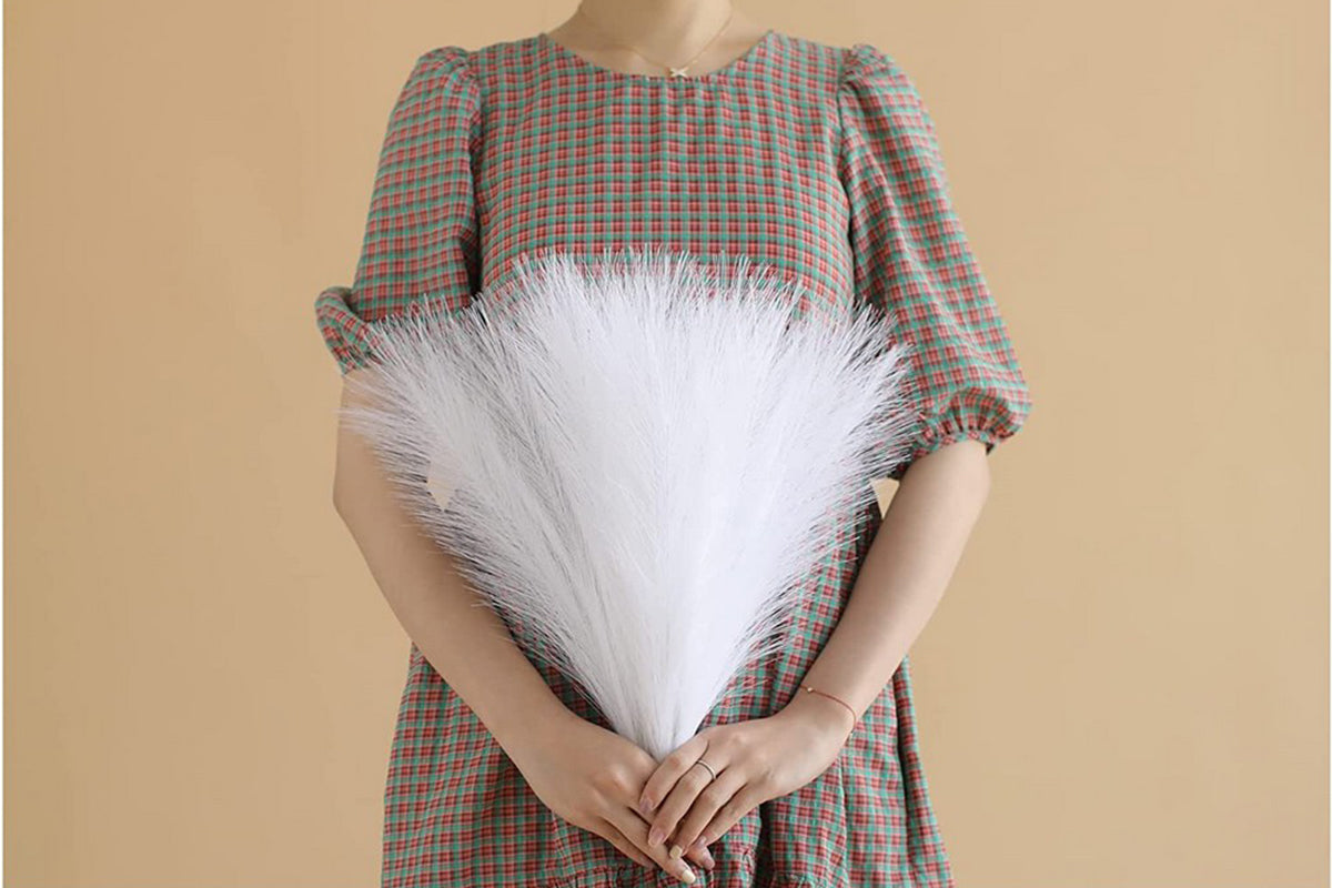 4pcs Faux Pampas Grass Boho Room Decor Flowers Bunches for Wedding Party-White