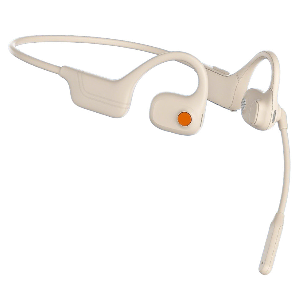 Open Ear Air Conduction Bluetooth Headphones with Noise Canceling Mic for Sports- Apricot