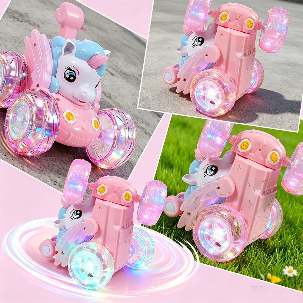 360 Degree Stunt RC Car with Lights Music Rollover Car - Pink