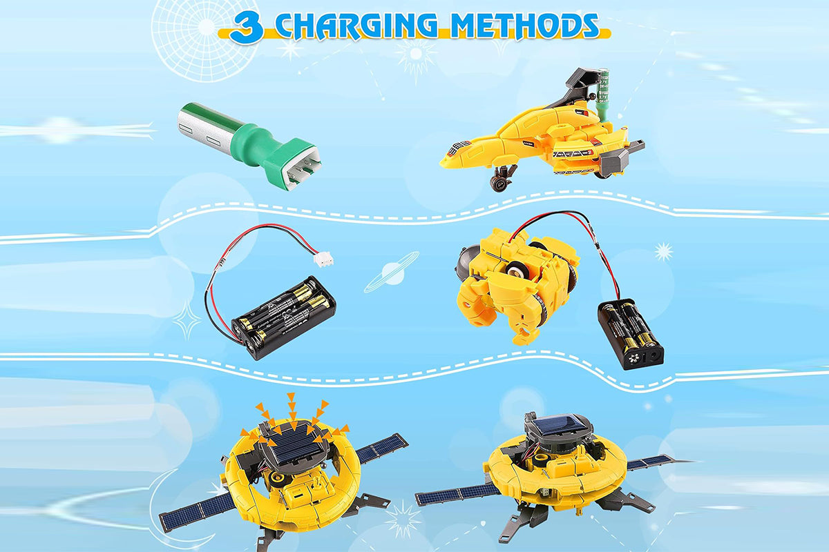 6-in-1 Solar Robot Science Kits Solar Robot Kit STEM Toys for Gift-Yellow