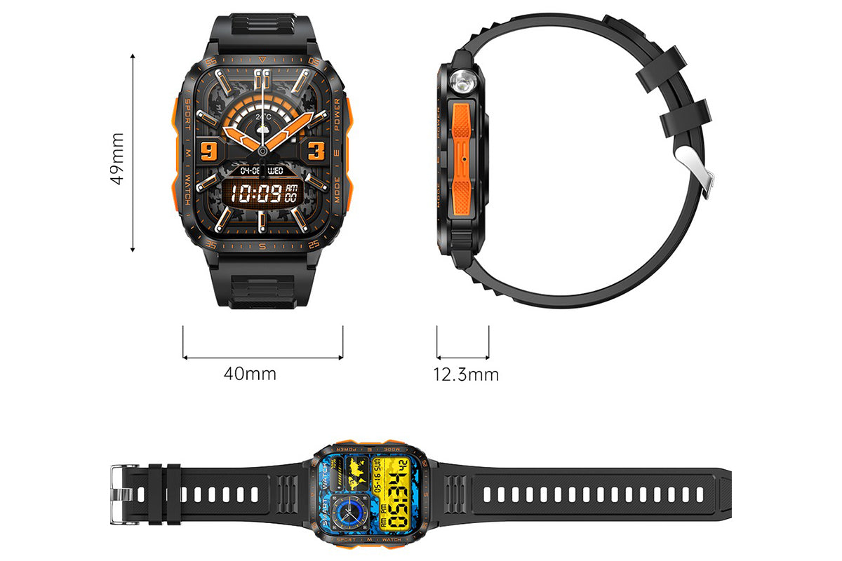 Smart Watch Fitness Tracker Heart Rate Sleep Monitor 100 Sport Modes for Android iOS -Black and Orange