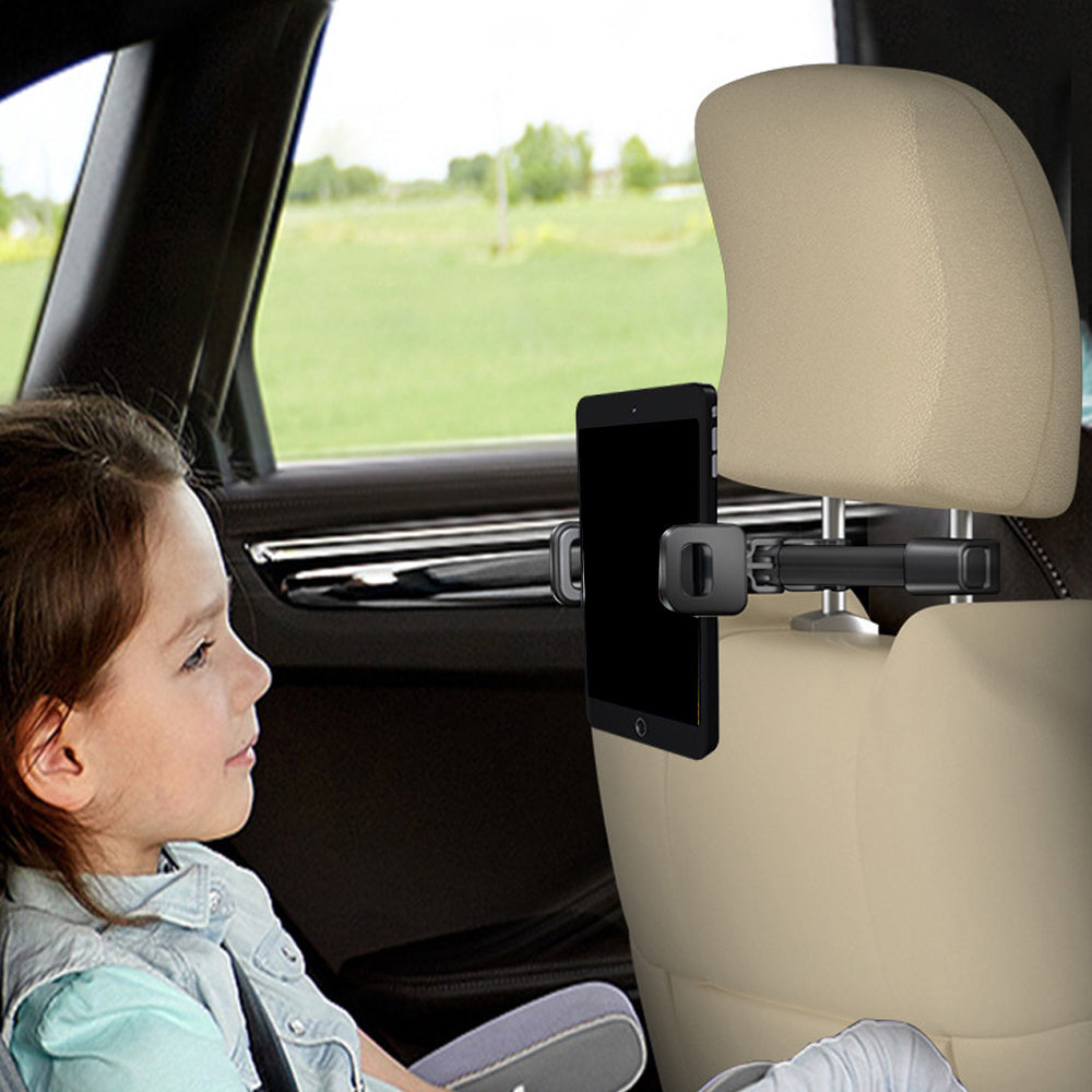 360-Degree Rotating Tablet Phone Holder for Car Backseat Adjustable iPad Holder Mount Black