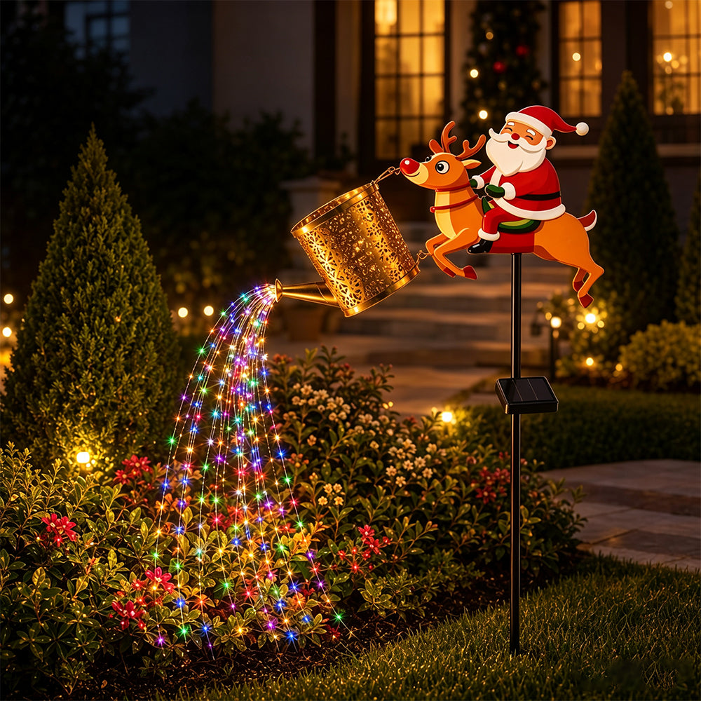 3D Solar Reindeer Watering Can LED Christmas Garden Stake Light