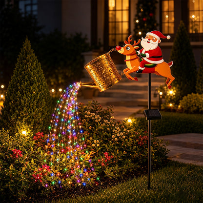 3D Solar Reindeer Watering Can LED Christmas Garden Stake Light