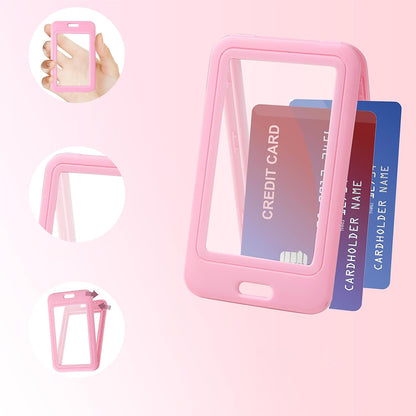 2Pcs Retractable Badge Holder with Lanyard for ID Cards-Pink