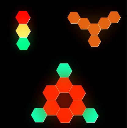 8 Piece Hexagon RGB LED Wall Light Set APP Control Music Sync Decor