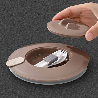 1200ML Large Ramen Bow with Lid Spoon Storage Bag-Brown