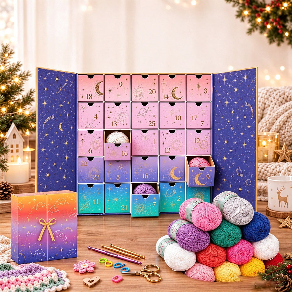 Crochet Yarn Christmas Advent Calendar 25 Days of Yarn and Crafting Surprises - Purple
