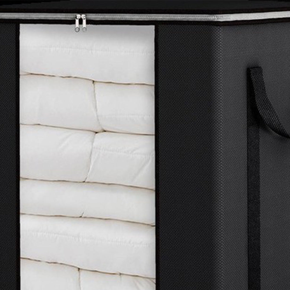 Blanket Storage Bag Extra Large Moving Clothes and Toy Foldable Container 120L-Black