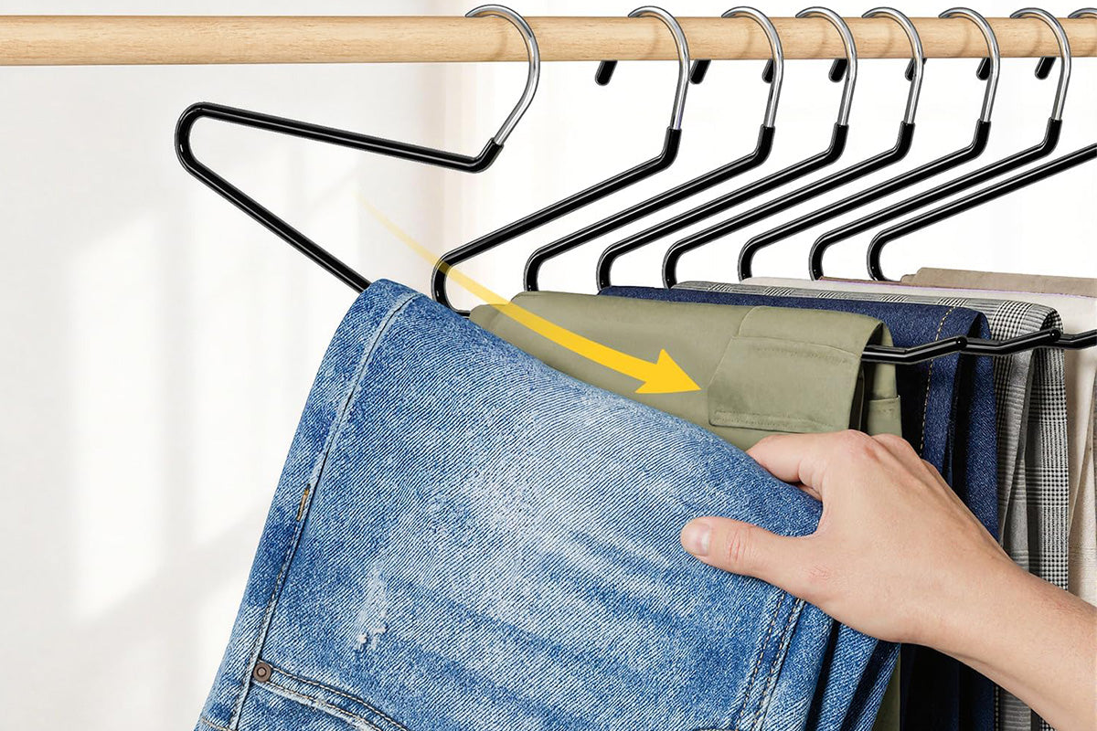 10 Piece Open Pant Hangers - Black