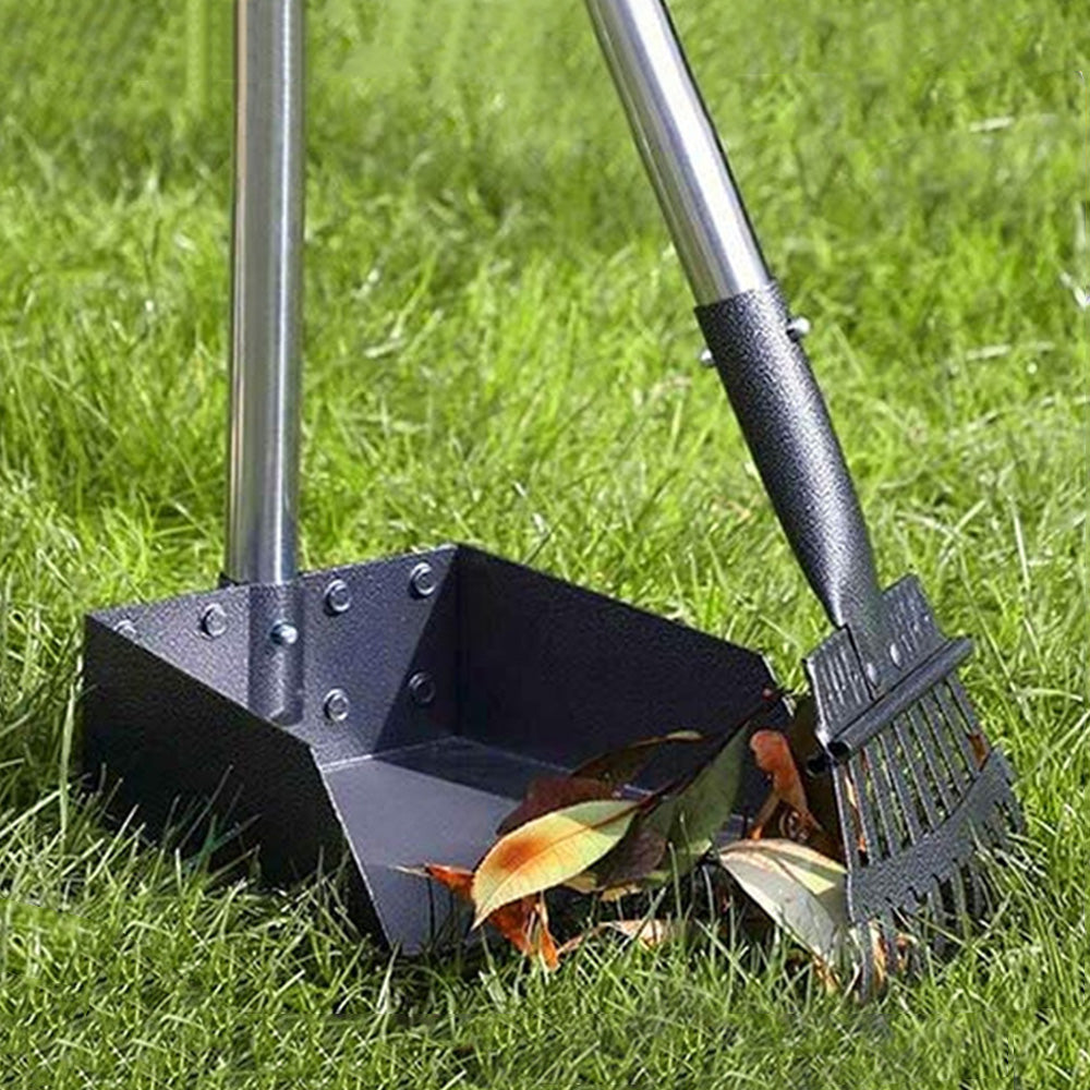 Dog Pooper Scooper with Poop Tray Long Handle Rake Scoop Pet Supplies Garden Tool