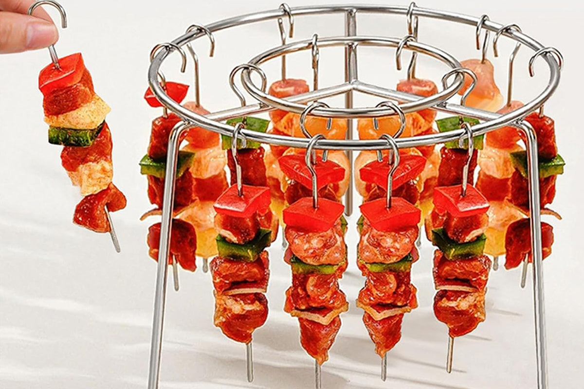 Air Fryer Grill Round Stainless Steel Air Fryer Skewer for BBQ Kabob Barbecue